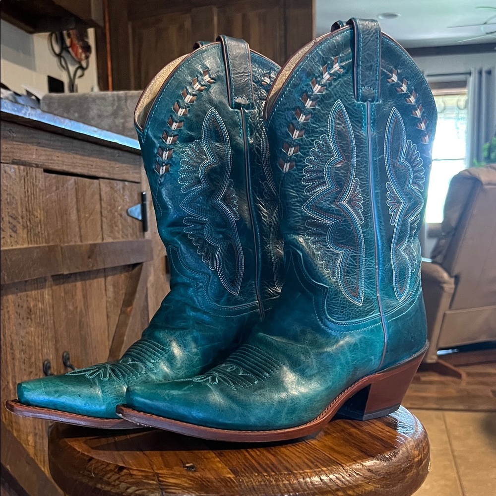 Justin Boots Turquoise Heeled Boots